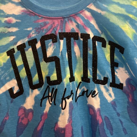 NWT Justice Girls T-shirt+ Short Outfit Set, Size Small (7/8) TIE DYE Turquoise - Picture 11 of 16